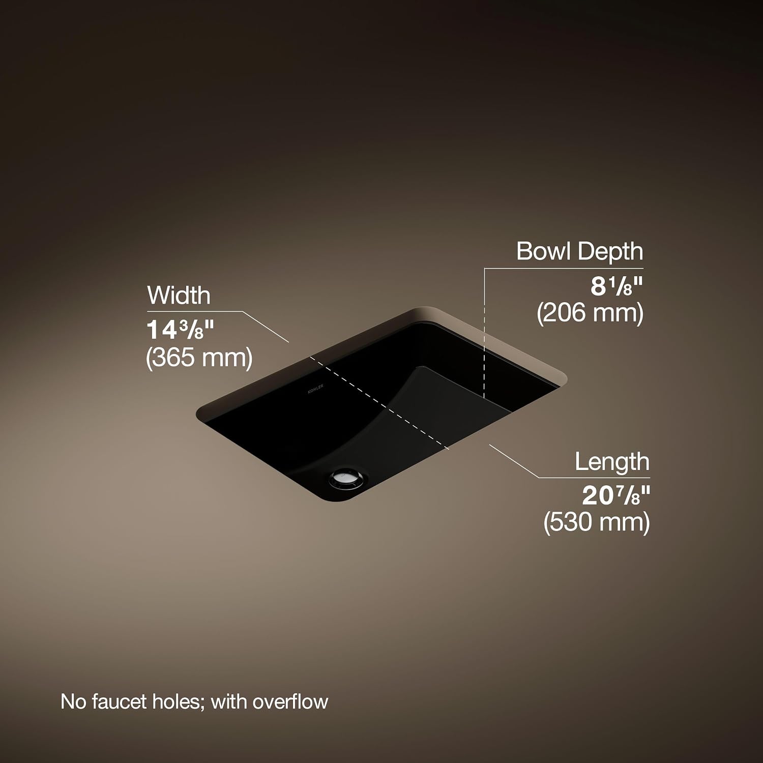 Kohler K-2214-7 Ladena Undercounter Lavatory,Vitreous china, Black