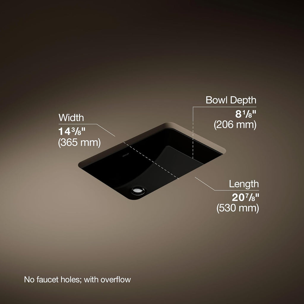 Kohler K-2214-G-7 1-Bowl Undermount Bathroom Sink Black Black