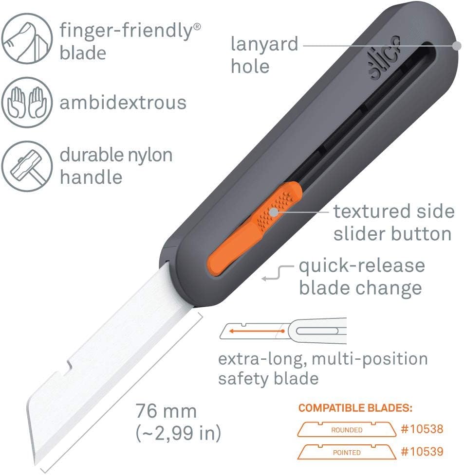 Slice 10559 3' Extra Long Insulation Foam Tool, Designed for Foam Cutting, Finger Friendly Ceramic Blade Adjusts to 4 Positions, Lasts 11x Longer vs Metal, 6 Pack
