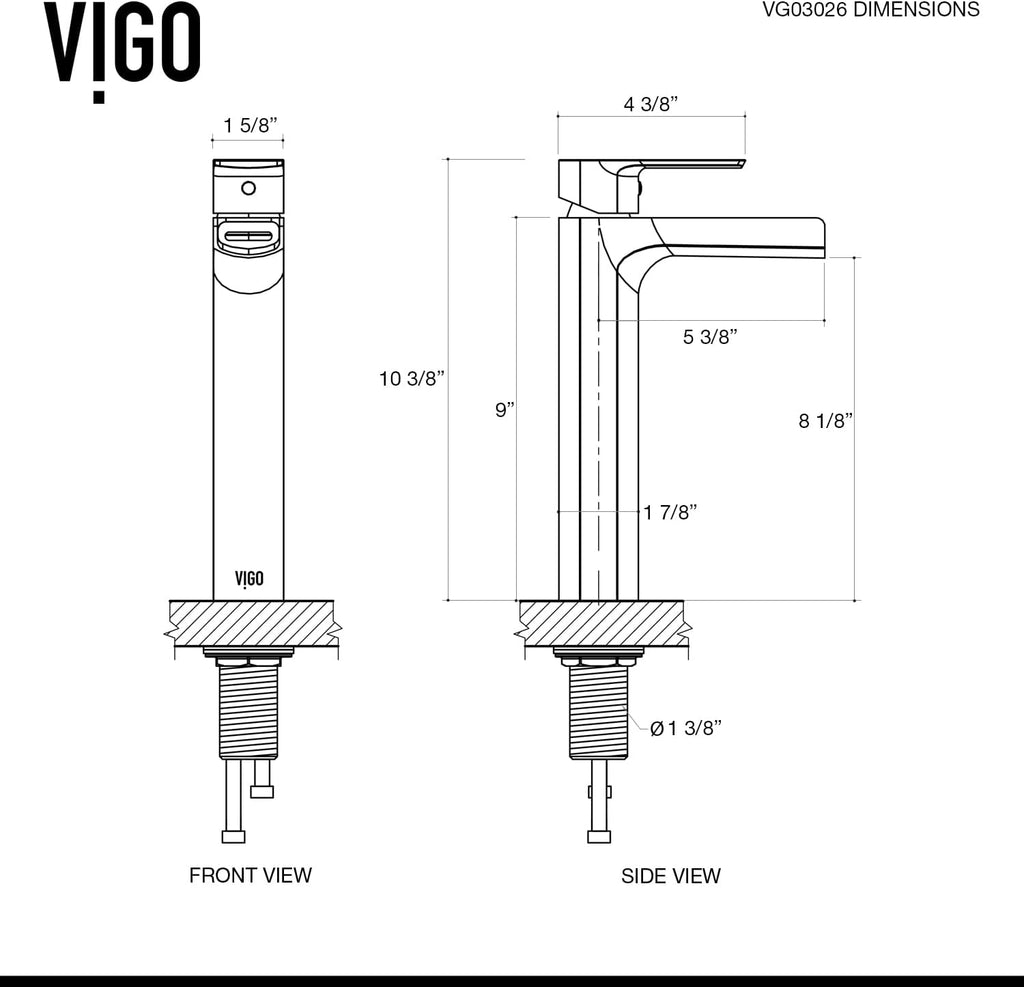 VIGO Amada Waterfall Single-Handle Single-Hole Mount Vessel Bathroom Sink Faucet, 10-Inch, Brushed Nickel, Modern Design, Solid Brass, 1.2 GPM WaterSense & Ceramic Disc Valve, Corrosion-Resistant