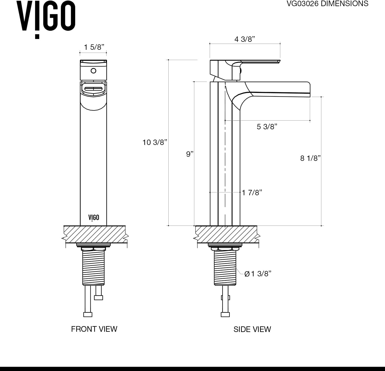 VIGO Amada Waterfall Single-Handle Single-Hole Mount Vessel Bathroom Sink Faucet, 10-Inch, Brushed Nickel, Modern Design, Solid Brass, 1.2 GPM WaterSense & Ceramic Disc Valve, Corrosion-Resistant
