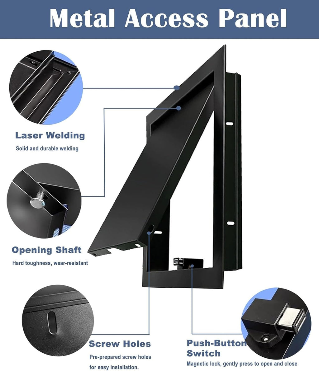 Black Access Panel for Plumbing Electrical, Attic Wall Celling Access Door Metal, Click to Open Drywall Wall Hole Cover Plate, Includes Screws(24x14in(60x35cm))