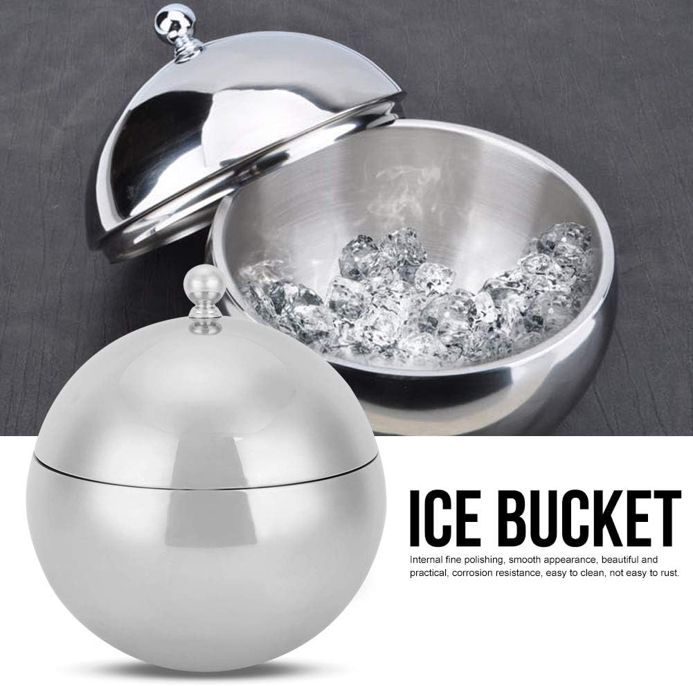 Ice Buckets for Parties Insulated Hotel Bucket/Beverage Bucket, Stainless Steel Double Wall Container Champagne Barrel with Cover for Wedding Parties