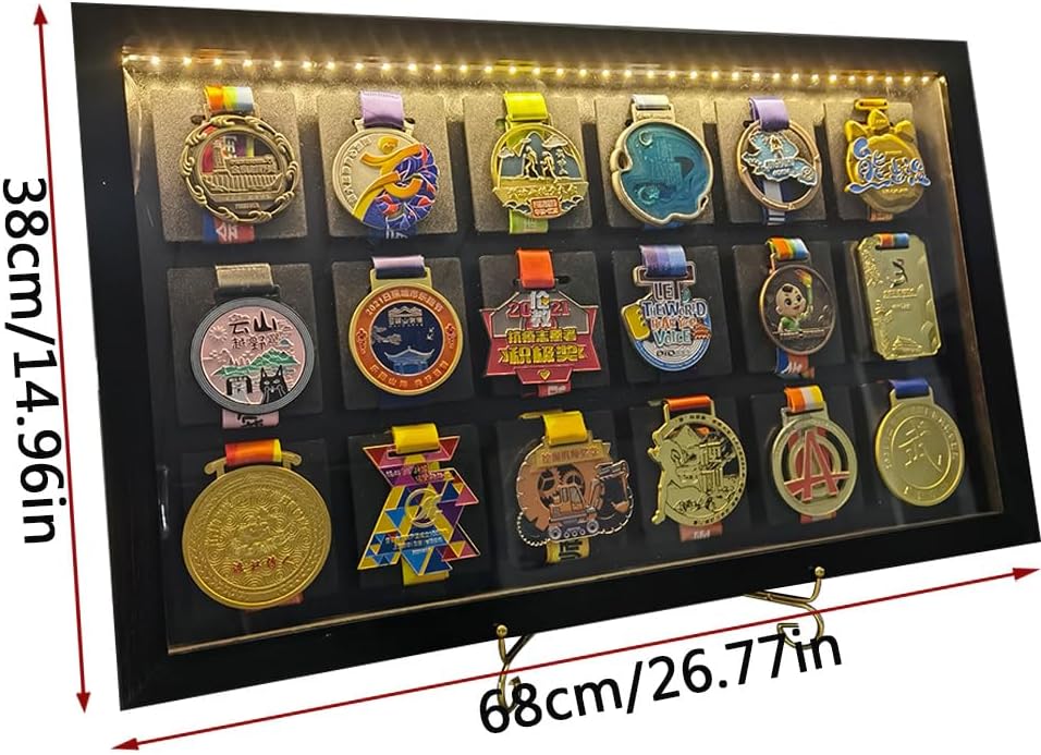 Medal Shadow Box- Military Medal Display case- Badge Display case 3D Medal Box Photo Frame, Runner, Marathon, Race Champion, Football, Gymnastics and All Sports Medals Medal Badges
