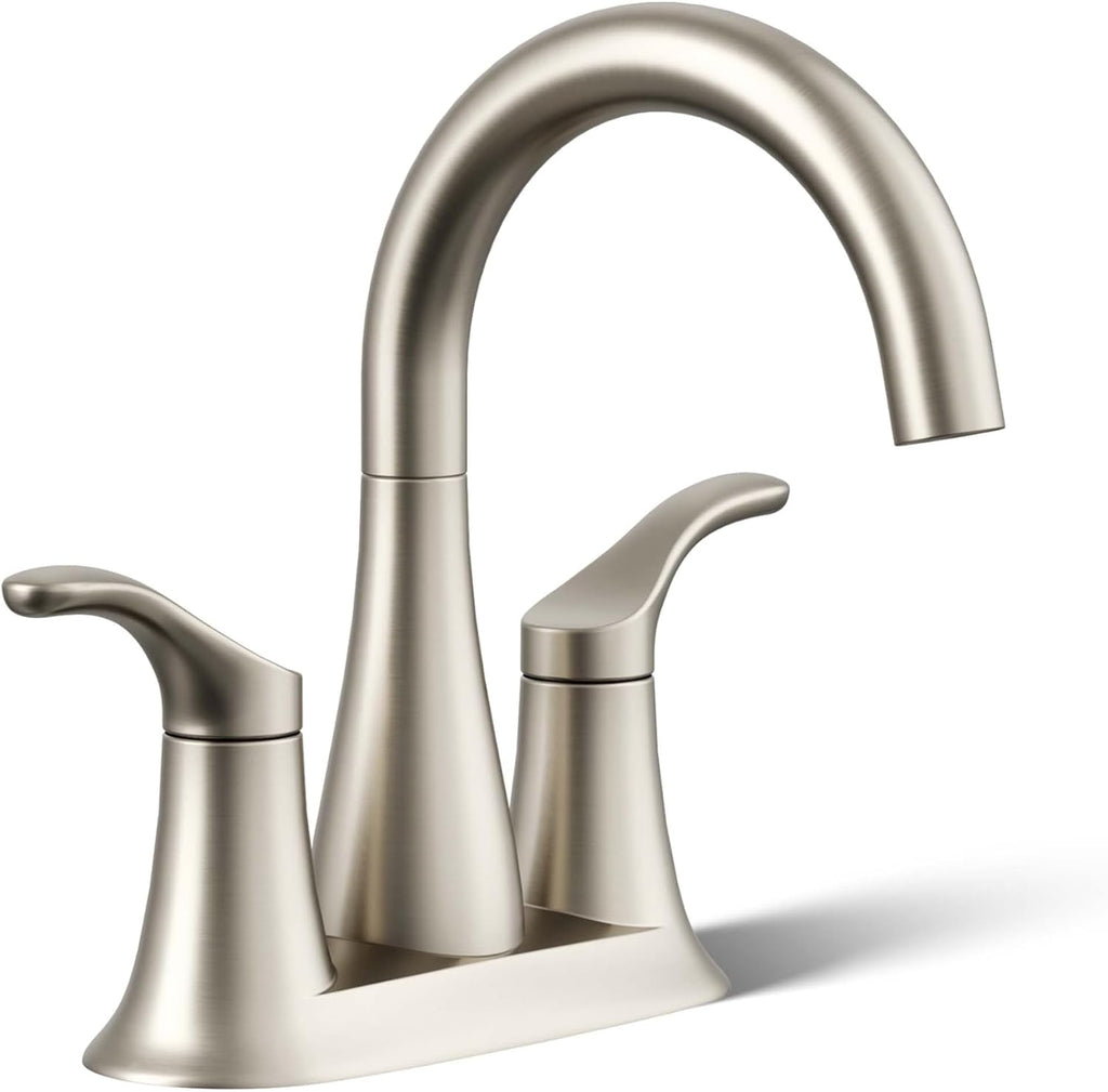 KOHLER K-27388-4K-BN Simplice® Centerset Bathroom Sink Faucet, Two Lever Handles and Clicker Drain, Bathroom Faucets, 1.0 GPM, Vibrant Brushed Nickel