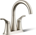 KOHLER K-27388-4N-BN Simplice® Centerset Bathroom Sink Faucet, Bathroom Faucets with Two Lever Handles and Clicker Drain, 0.5 GPM, Vibrant Brushed Nickel