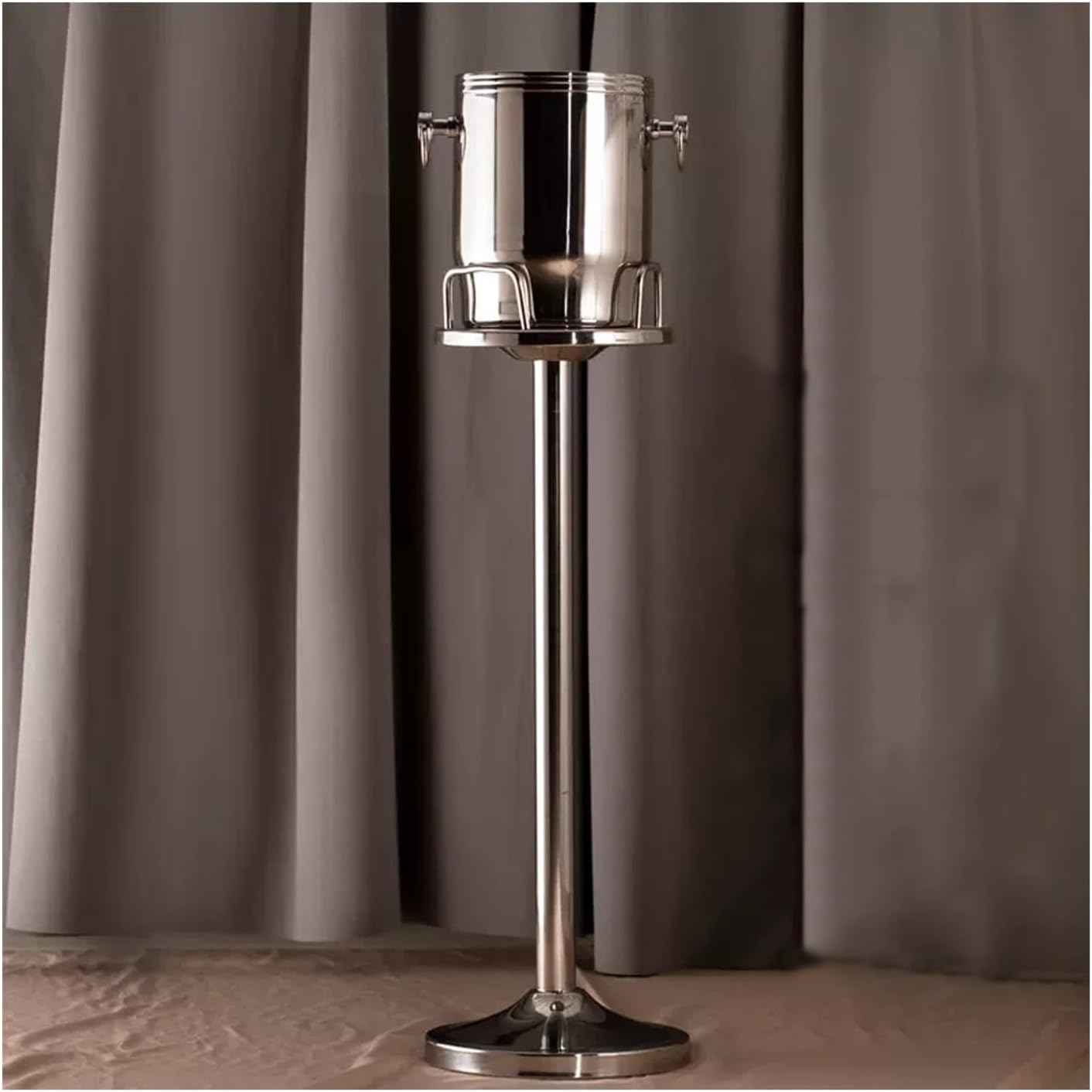 Ice Bucket Ice Bucket with Stand Stainless Steel Standing Ice Bucket Ice Cube Container, Wine Bucket on Stand Champagne Ice Bucket for Wine Beer KTV Club Bar Bbq Party Wedding, Silver Wine Chiller