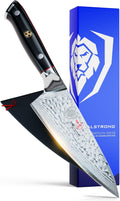 Dalstrong Chef Knife - 6 inch Blade - Shogun Series ELITE - Damascus - Japanese AUS-10V Super Steel - G10 Black Handle - Razor Sharp Kitchen Knife - Hammered Finish Chef's Knife - Sheath