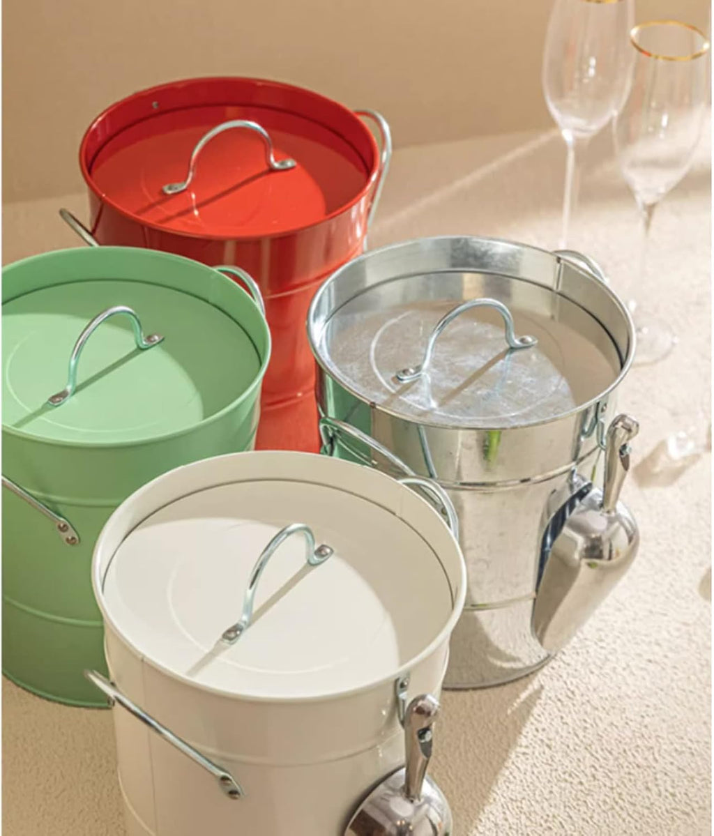 Ice Bucket 3.5 Liter Double Wall Ice Bucket Insulated Ice Buckets with Lid and Scoop Thickened Metal Ice Buckets,Party Beverage Tub for Home Kitchen Parties il Bar Ice Buckets for il Bar
