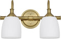 2-Light Champagne Bronze Bathroom Vanity Light Fixtures Over Mirror, Vintage Vanity Lights for Living Room, Milk White Glass Shades, Standard E26 Base