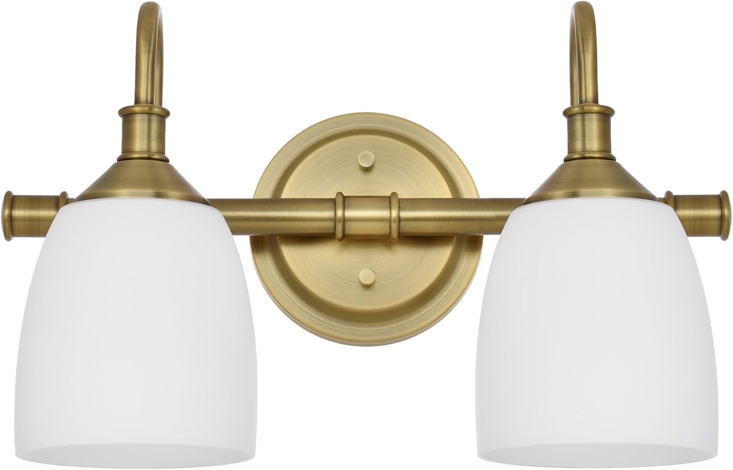 2-Light Champagne Bronze Bathroom Vanity Light Fixtures Over Mirror, Vintage Vanity Lights for Living Room, Milk White Glass Shades, Standard E26 Base