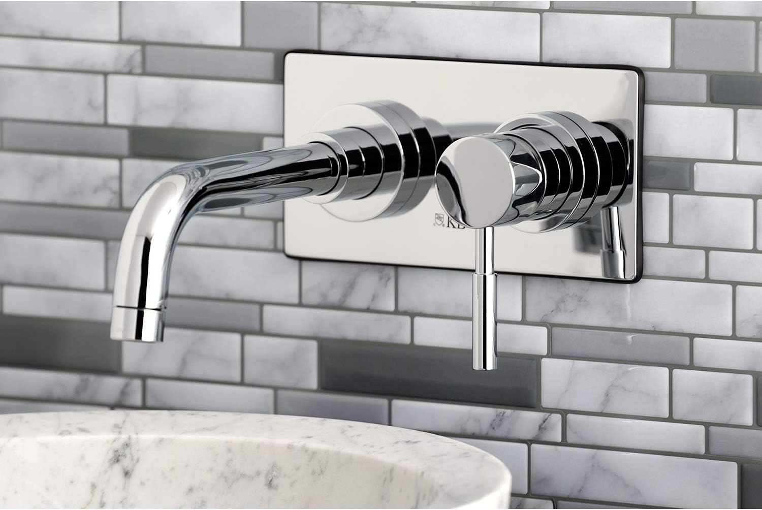 Kingston Brass KS8111DL Single-Handle Wall Mount Bathroom Faucet, Polished Chrome,8' Spout Reach