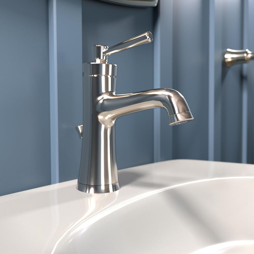 hansgrohe 4773830 Joleena 0.5 GPM Single-Hole Faucet with Pop-Up Drain, 7.75-Inches Tall, Polished Nickel