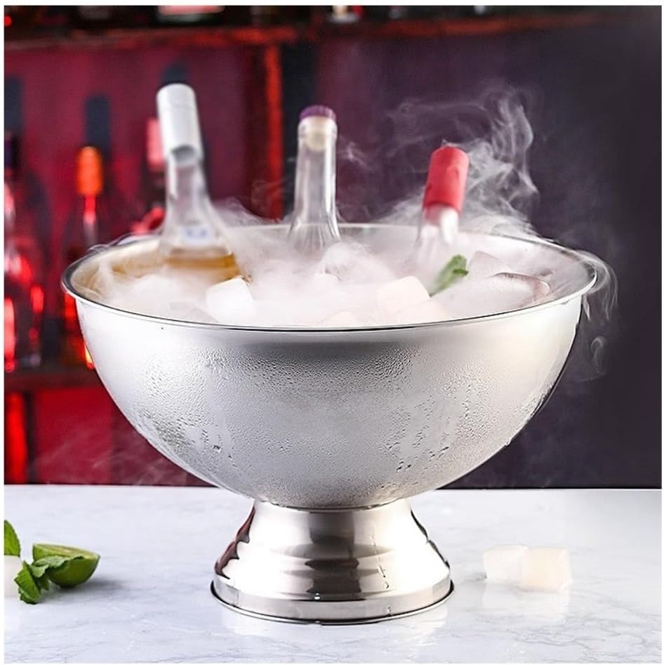 Iice Bucket, 13.5L Stainless Steel Insulated Metal Ice Bucket, Large Ice Buckets for Parties, Beverage Tub/Ice Bucket Champagne Buckets for Business and Family Party ,Ice Bucket for Parties(Silver)
