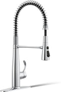 KOHLER 22033-CP Simplice Semi Professional Kitchen Sink Faucet, Pre-Rinse Kitchen & Commercial Faucet, Three Function Sprayhead, Polished Chrome