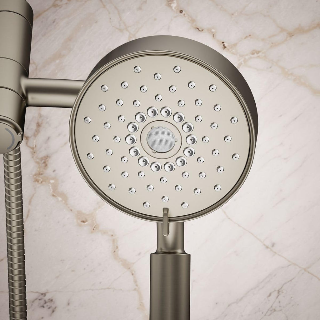 KOHLER 23219-BN Purist 2-in-1 Multi Function Shower Kit with SHOWERHEAD & HAND SHOWER, Full Coverage & Rotating Rail, Vibrant Brushed Nickel, 2.5 GPM
