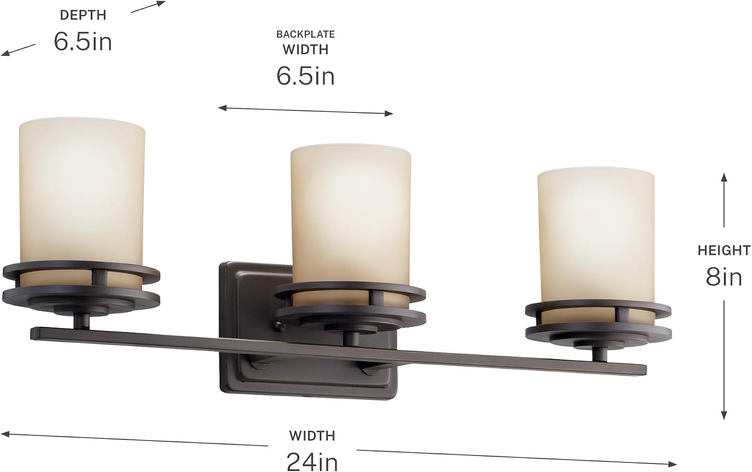 Kichler Hendrik 24' 3 Light Vanity Light with Light Umber Etched Glass Olde Bronze®