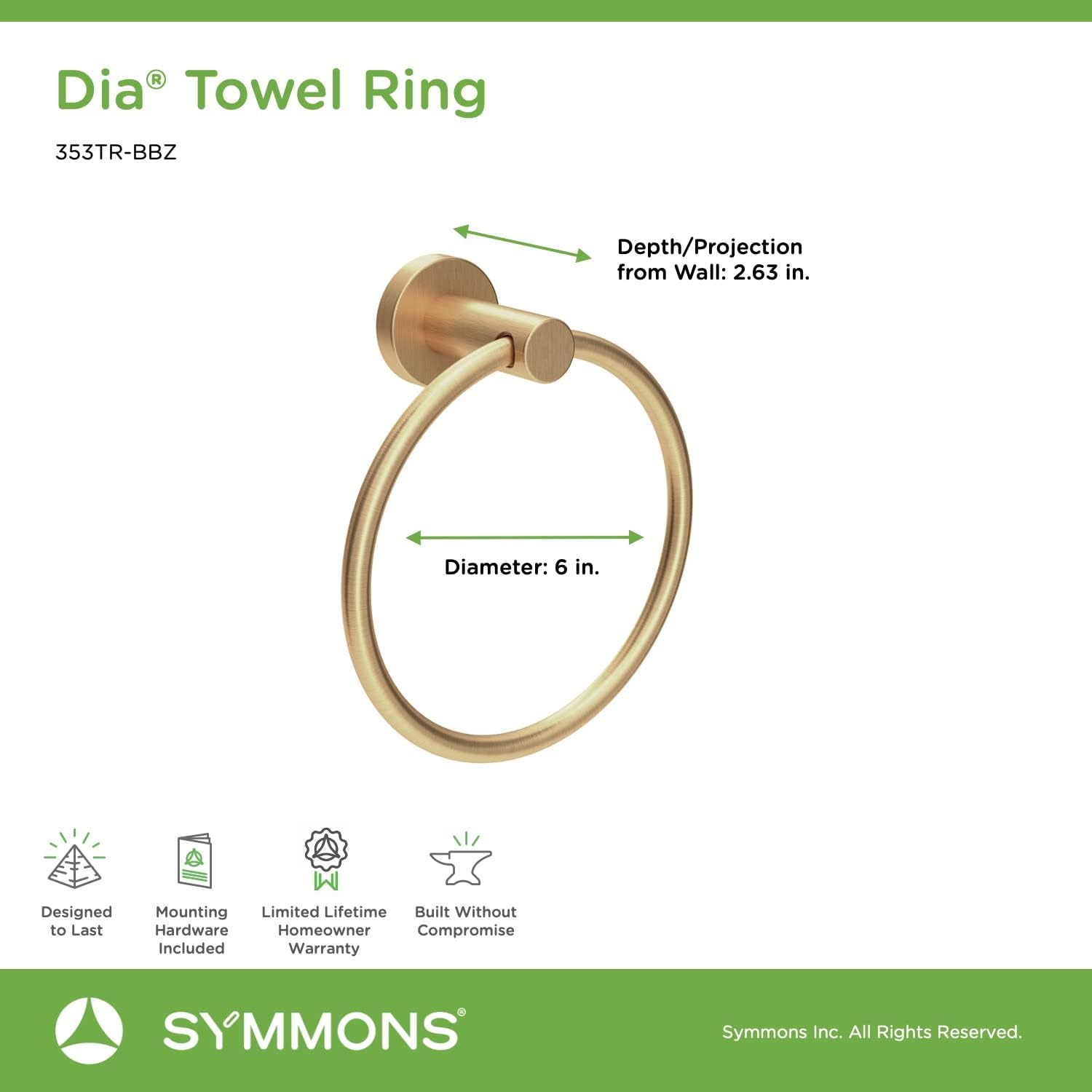 Symmons 35AC4BUNDLEBBZ Bathroom-Hardware, 4 Pieces, Brushed Bronze