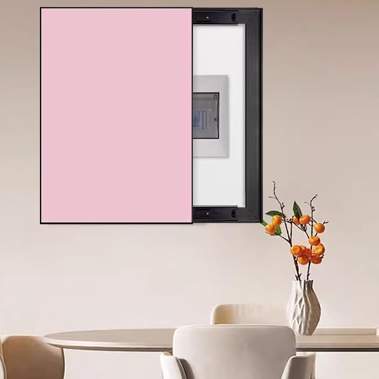 Solid Colored Electrical Panel Cover with Push-Pull Design, Vertical Hide Distribution Cover Wall Mounted, Decorative Consumer Unit Box Covers Hotel(Pink,60x80cm(23 5/8x31 1/2'))