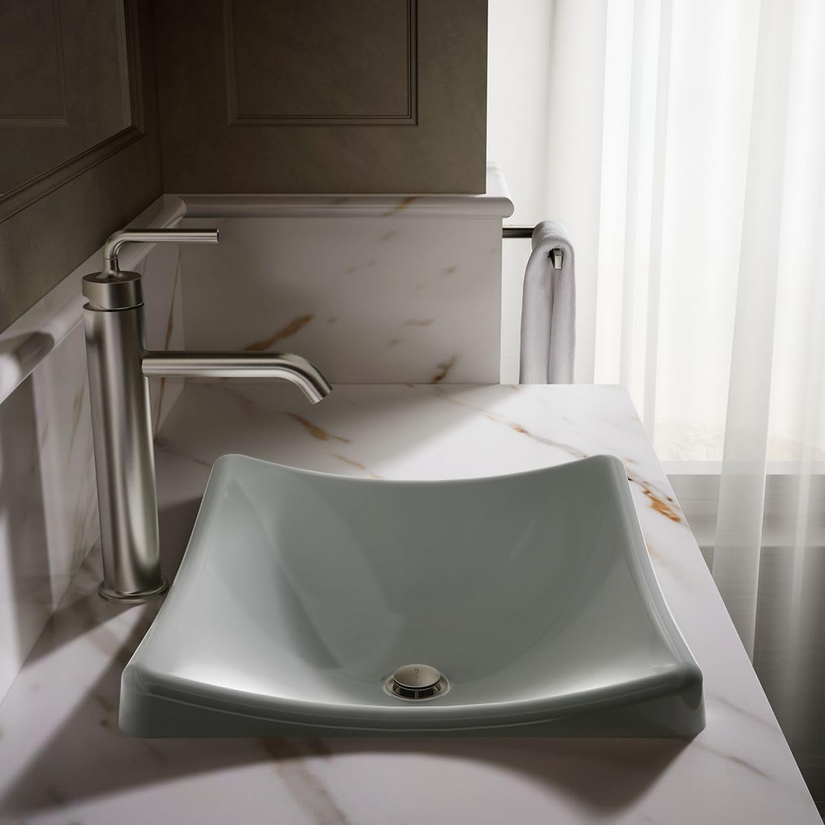 Kohler K-2833-95 DemiLav Rectangular Above-Counter 1 Bowl Bathroom Sink Ice Grey