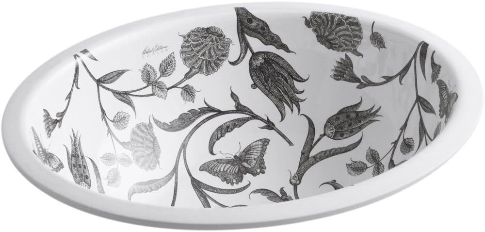 KOHLER K-14218-BT-0 Botanical Study Caxton, ARTIST EDITIONS Oval Under Mount Bathroom Sink, Botanical Study
