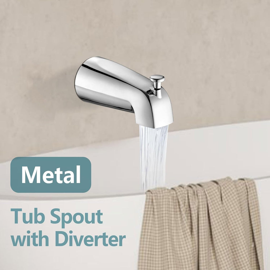 5' Dual Shower Faucet Compatible with 13/14 Series Tub Trim Kit, High Pressure Round Rain Shower Head& Handheld Set Faucet System (Valve& Catridge Not Inclued)