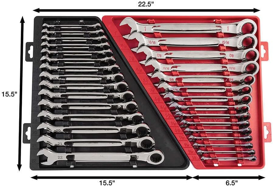 Be Suitable For Milwaukee Durable SAE Ratcheting Combination Wrench Set - 15pc, Model# 48-22-9416
