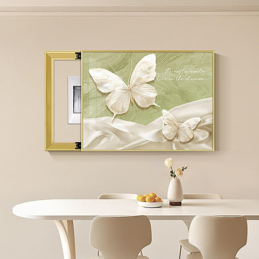 Meter Decorative Painting, Creative Switch Box, Hide Breaker Box Cover, PS Frame for Living Room Home Office, Various Styles Available(Green 3,70 * 50cm/27.5 * 19.7in)