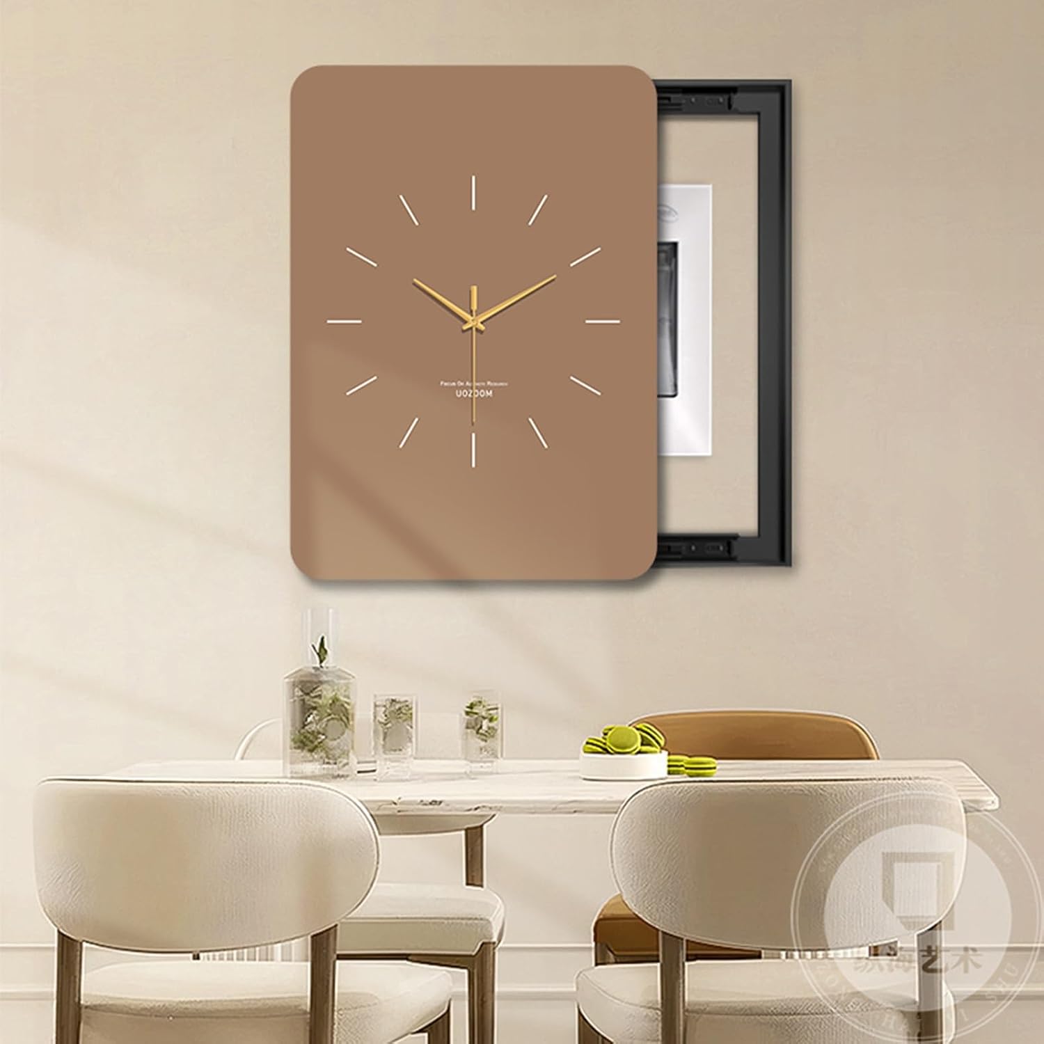 Electrical Panel Cover Vertical Analog Clock Electrical Panel Cover, Stylish Breaker Box Cover for Office/Restaurant/Bedroom/Room Decor, Fuse Box Protective Cover(H,WXH-45 x 55CM-17.7x21.7)