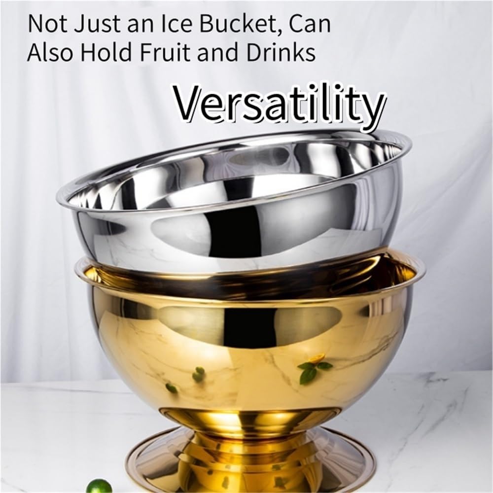 Pack of Two Ice Buckets for Parties, Large Capacity Champagne Bucket with Handles, Versatile Drink Buckets for Bar KTV, Metal Beverage Tub with Base(Silver)