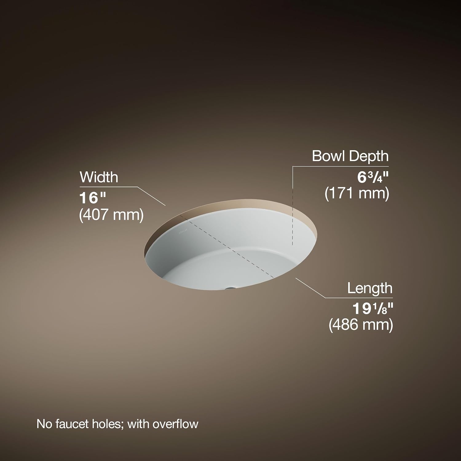 Kohler K-2881-95 1-Bowl Undermount Bathroom Sink w/Overflow Ice Grey