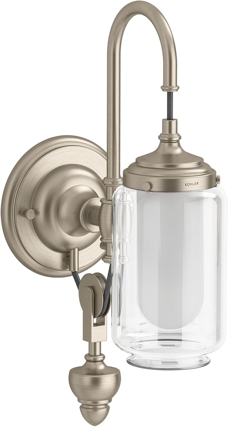 KOHLER Artifacts Bathroom Vanity Light Fixture, Wall Sconce Lighting, Downlight Only, UL Listed, 1 Light - Adjustable, Vibrant Brushed Bronze
