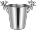 Ice Bucket Silver Stainless Steel Metal Ice Buckets for Parties, Insulated Ice Bucket with Handles for Beer, Wine, Champagne, Home Decor, Table Centerpieces, Wedding Decorations Wine Chiller(Large)