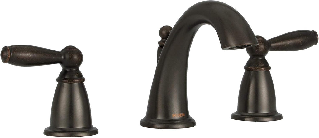 Moen Brantford Oil-Rubbed Bronze Two-Handle Widespread Bathroom Faucet Trim Kit Bathroom Faucets for Sink 3-hole Deck Mounted Setup, (Valve Required), T6620ORB