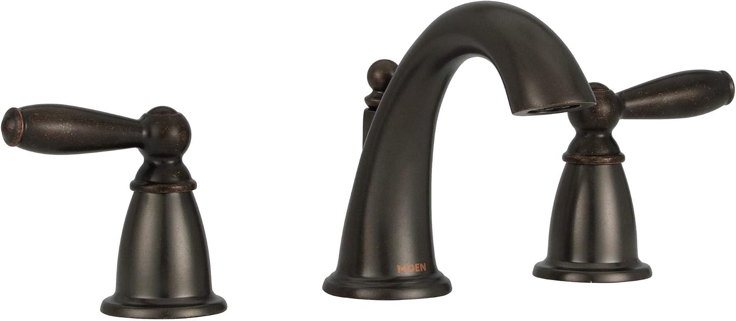Moen Brantford Oil-Rubbed Bronze Two-Handle Widespread Bathroom Faucet Trim Kit Bathroom Faucets for Sink 3-hole Deck Mounted Setup, (Valve Required), T6620ORB