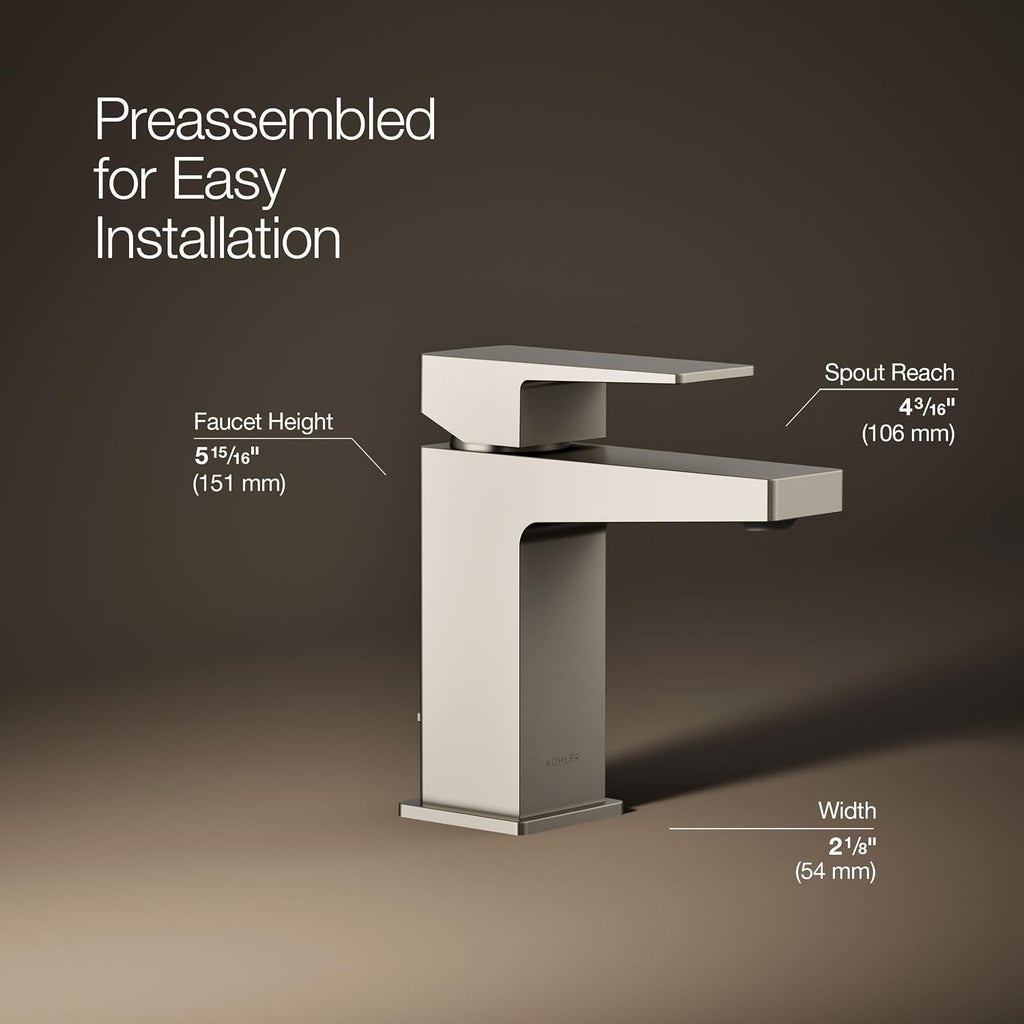 KOHLER K-37889-4-BN Honesty® Single-Handle Bathroom Sink Faucet, Bathroom Faucets, 1.2 GPM, Vibrant Brushed Nickel