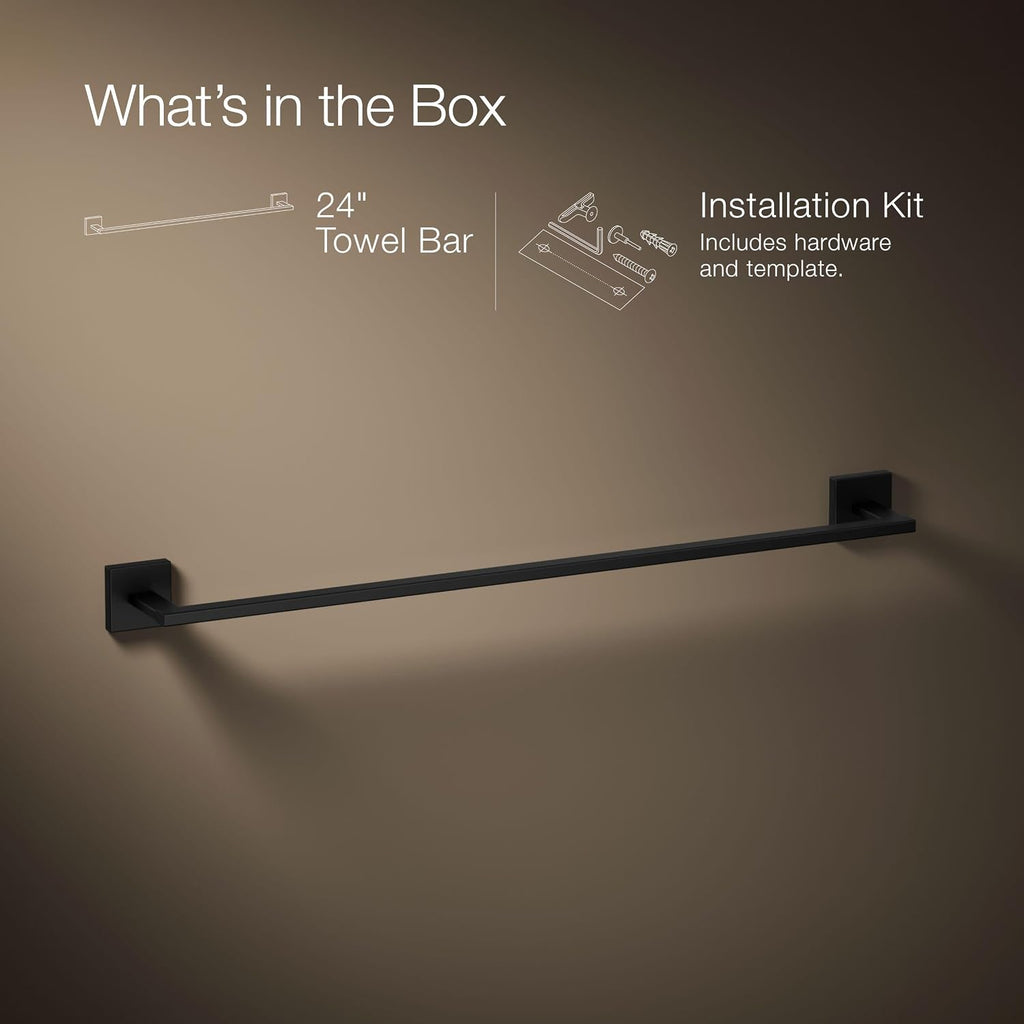 Kohler 23285-BL Square 24' Towel bar, Matte Black