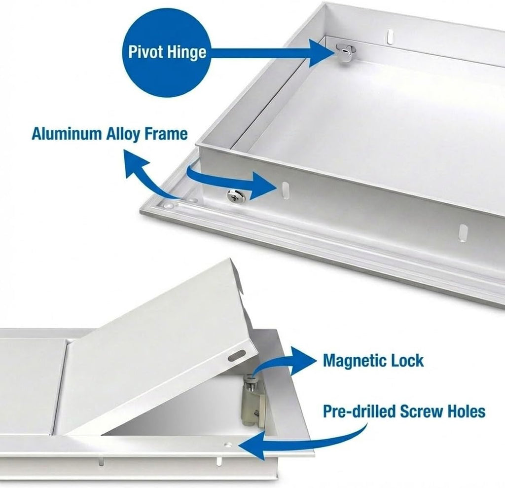 Drywall Access Panel Aluminum Access Panel Push to Open Plumbing Wiring Inspection Door Plates with Key Latch Electrical Panel Cover for Floor Hatch/Valves Easy to Install 6x6-36x36in