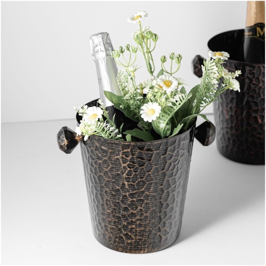 Ice Bucket, Stainless Steel Wine Chiller Champagne & Red Wine Cooler Bucket Ice Buckets For Parties(Brown)