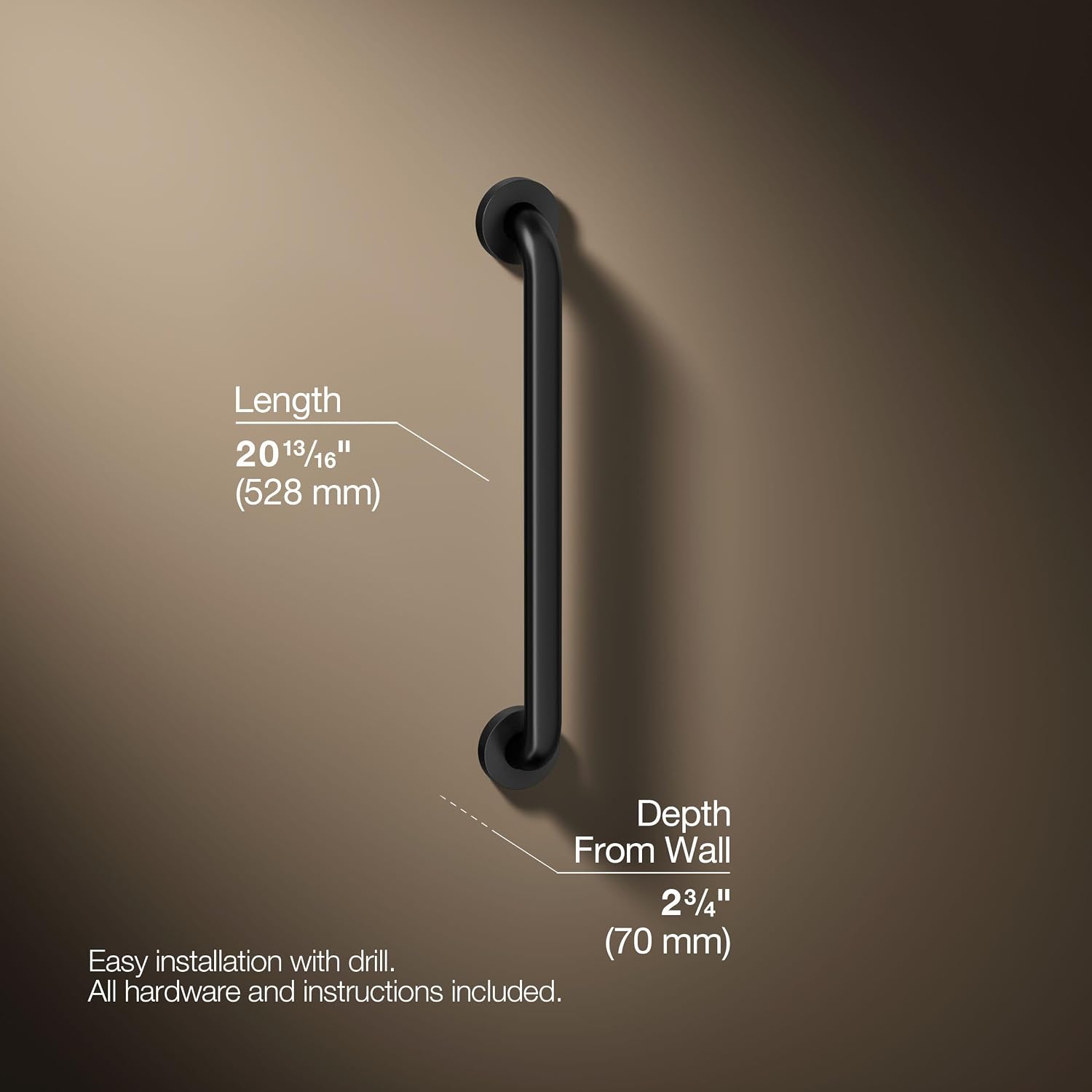 KOHLER K-14561-BL Contemporary 18' Grab BAR, Matte Black