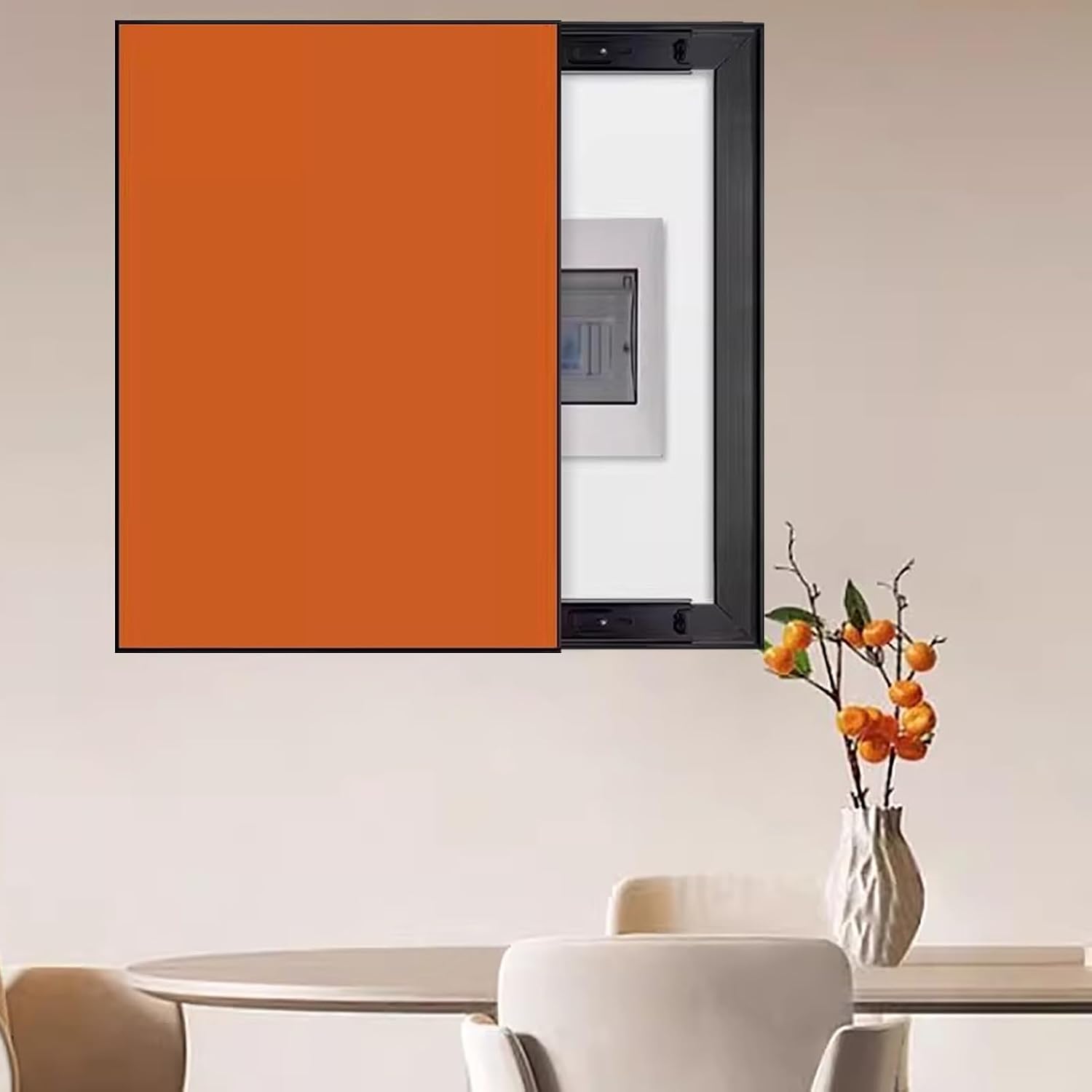 Solid Colored Electrical Panel Cover with Push-Pull Design, Vertical Hide Distribution Cover Wall Mounted, Decorative Consumer Unit Box Covers Hotel(Orange,60x80cm(23 5/8x31 1/2'))