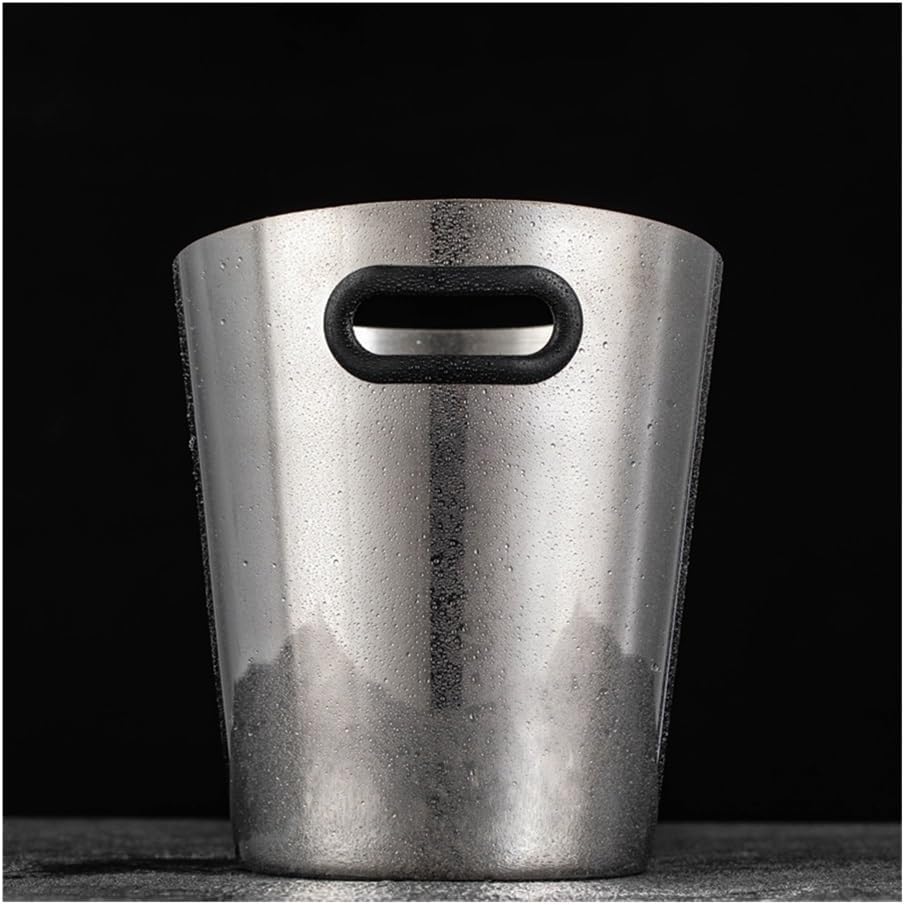 Ice Bucket, Champagne Bucket Beveled Ice Bucket Stainless Steel Ice Bucket Home Wine Ice Wine Bucket Bar Fashion Ice Bucket Ice Buckets for Parties(Silver)