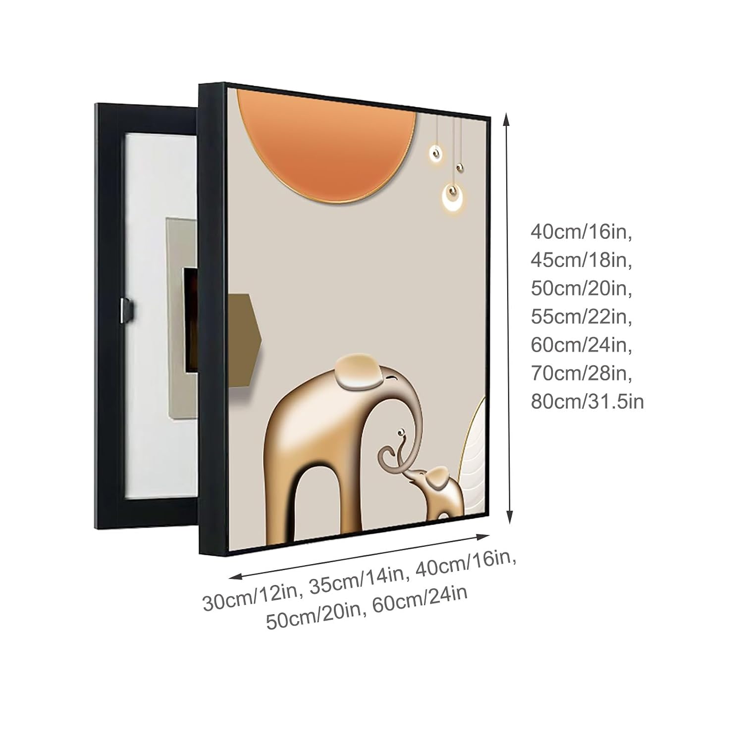 Fuse Box Cover Breaker Box Cover Decorative, Electrical Panel Cover No Punching Office, Hide Electrical Panel Decoration Wall Mounted, for Dining Rooms, Bedrooms(Black 5,60 * 70cm/24 * 28in)