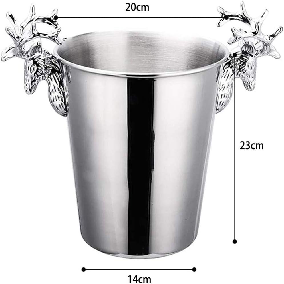 Ice Cube Storage Metal ChampagneStainless Steel Plated Ice Bucket Deer Head Shandle Ice Bucket Suitable for Beer, Wine and Cocktail Parties/Gold/3L (Silver 5L)
