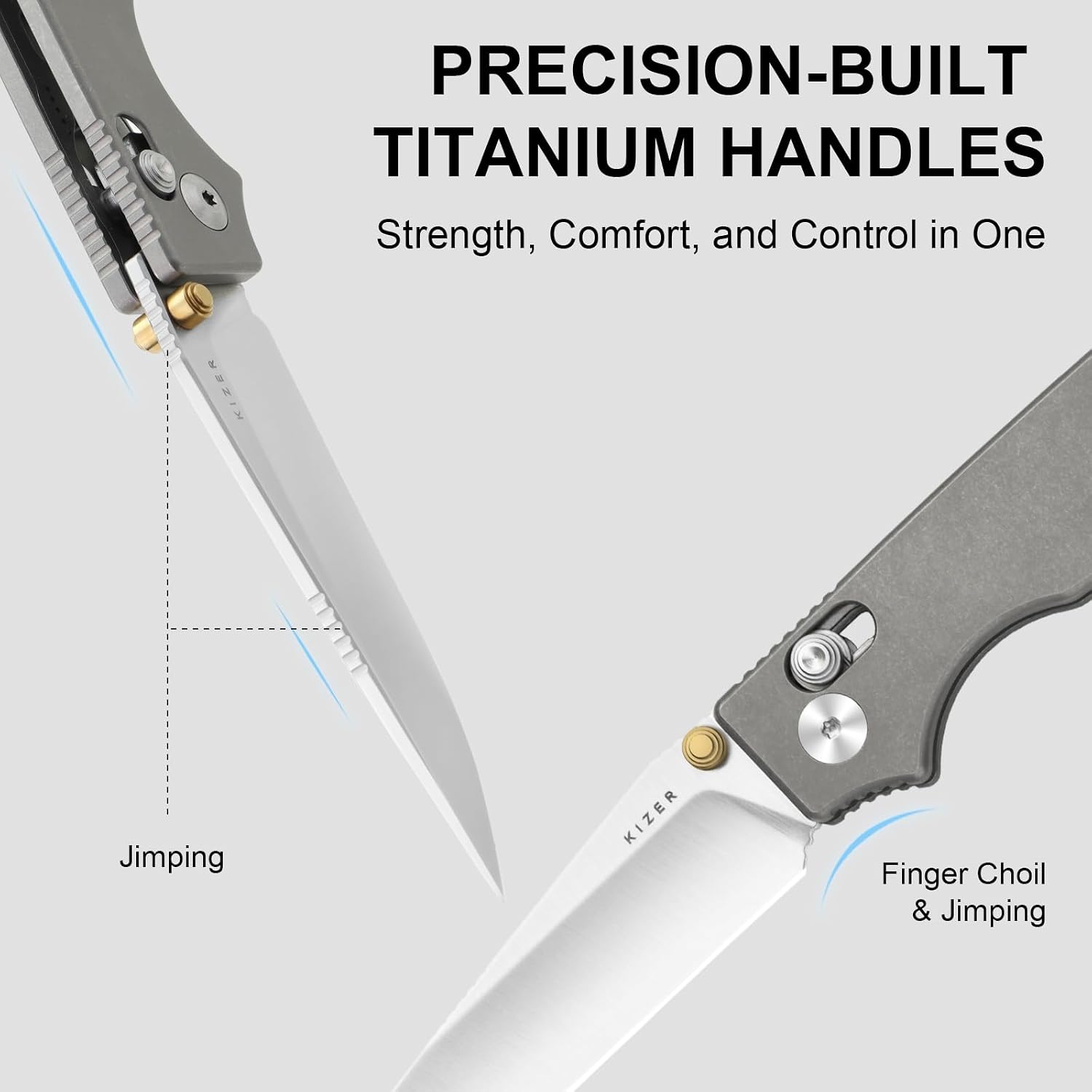 Kizer Original 2 EDC Pocket Knife, 3.17' S45VN Modified Drop Point Folding Knife with Titanium Handle, Thumb Stud Opener Clutch Lock, for Camping Hiking Fishing Ki3605.2MA1