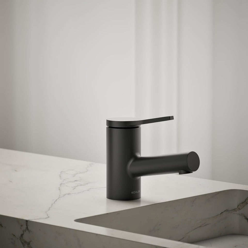 Kohler K-33590-4-BL Elate® Short Single-Handle Bathroom Sink Faucet, Bathroom Faucets, 1.2 GPM, Matte Black