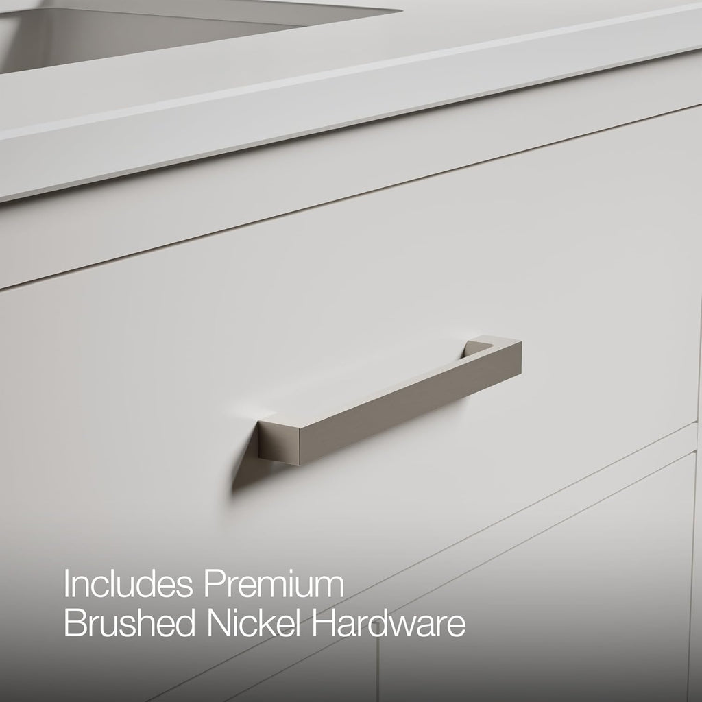 Kohler Kresla 36 Inch Bathroom Vanity Cabinet with White Single Sink and Quartz Top, Modern Bathroom Storage, White