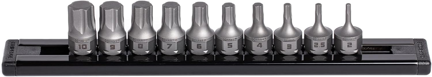 GripEdge |10-PC RPT 1/4'' Drive Low Profile Metric Hex Dual Action Driver Set| Includes sizes - 2mm, 2.5mm, 3mm, 4mm, 5mm, 6mm, 7mm, 8mm, 9mm & 10mm | Includes Premium Aluminium Rail |