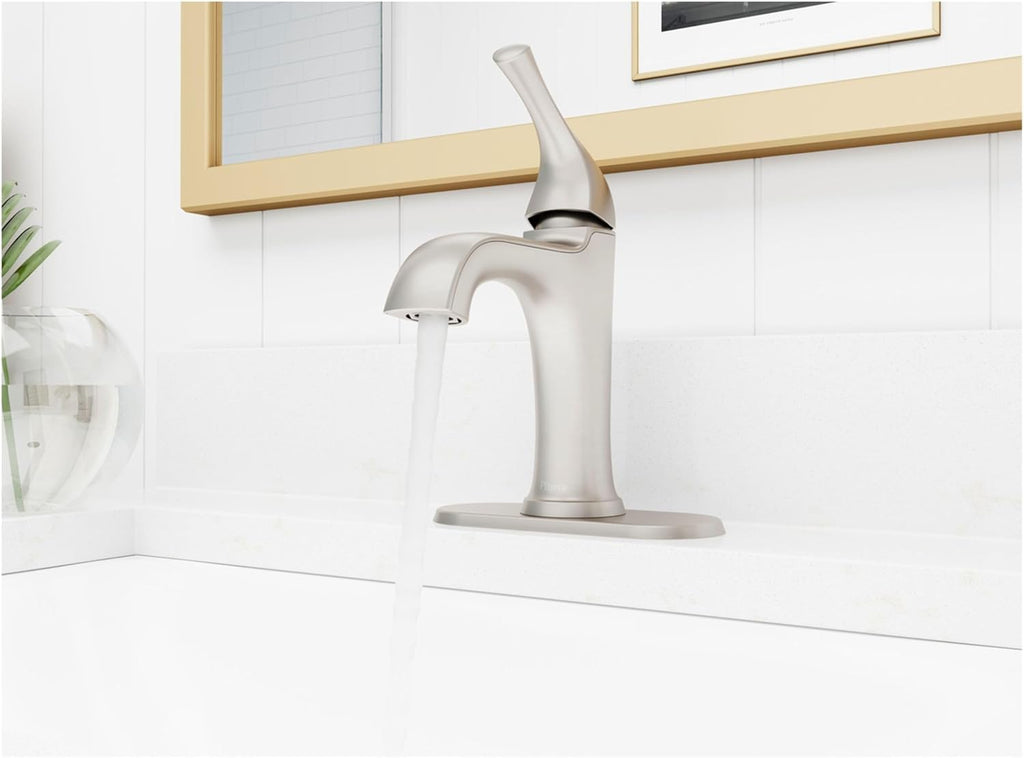 Pfister LG42-MCA0 McAllen 1.2 GPM Single Hole Bathroom Faucet with Pfast Connect, Pforever Seal Valves, Spot Defense, and TiteSeal – Includes Push & Seal Drain Assembly - Matte Black