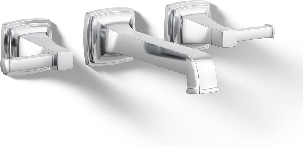 KOHLER T26432-4-CP RIFF Wall-Mount Bathroom Sink Faucet, Bathroom Faucet with Two Lever Handles, 1.2GPM Polished Chrome